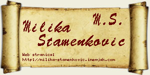 Milika Stamenković vizit kartica